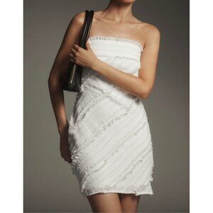 Anthropologie Endless Rose Strapless Textured Fitted Mini Dress White Size L